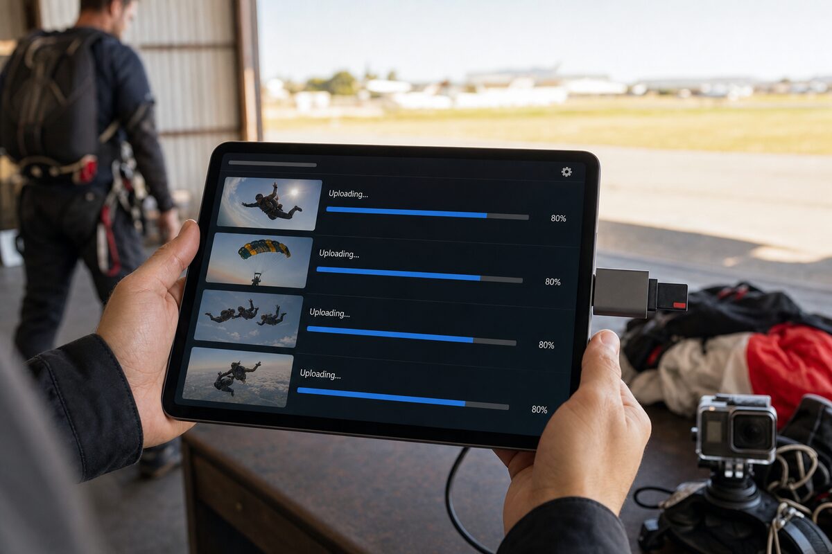 Uploading jump videos from an SD card on an iPad